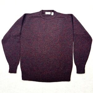 Vintage Brian MacNeil Mens Medium Wool Blend Sweater Burgundy Marled Tweed Knit